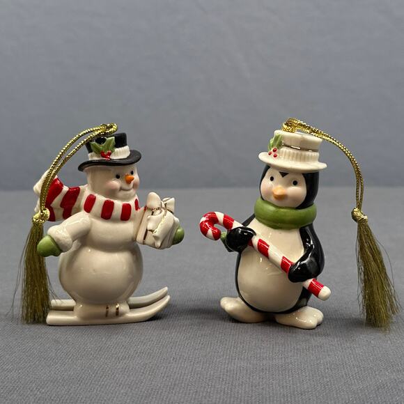Lenox Very Merry Porcelain Ornament Set of 2 Snowman Penguin Holiday Christmas - Picture 13 of 16
